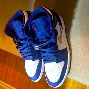 Men’s Air Jordan 1 Retro High, Royal/White/Gold, size:11